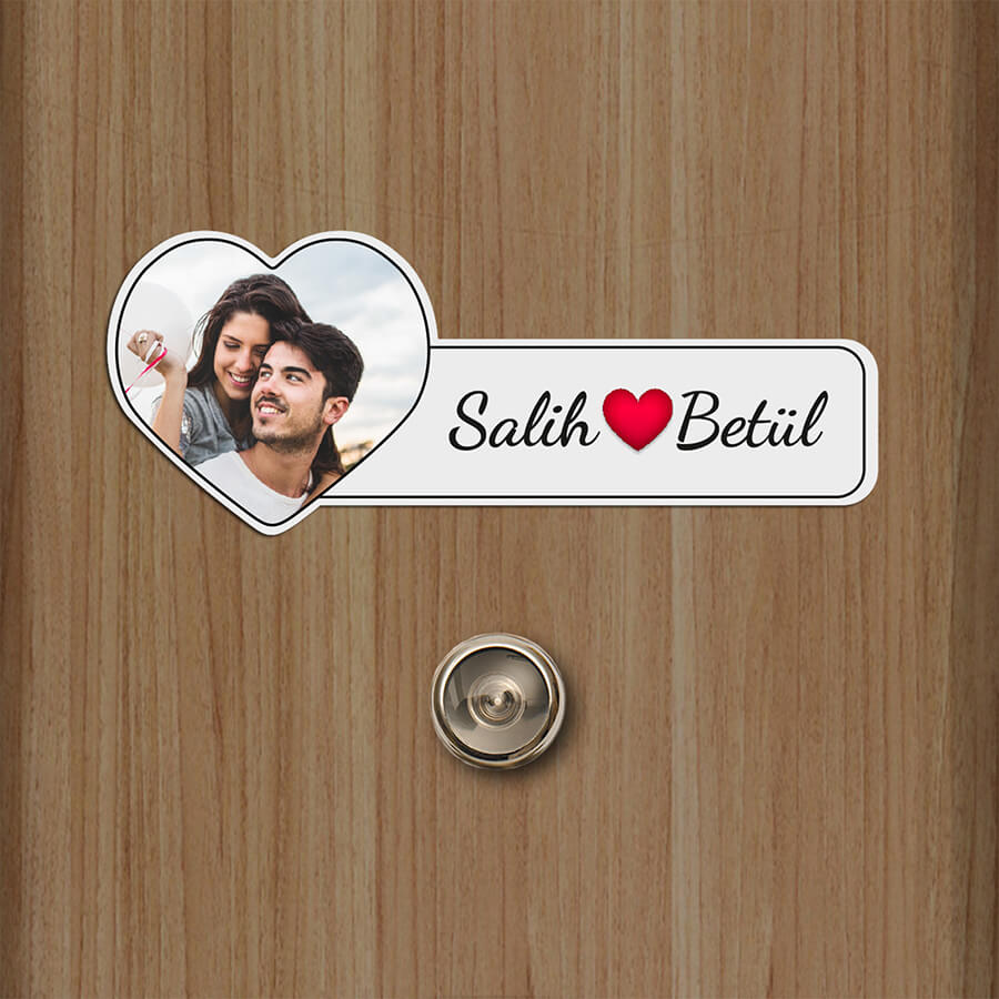 isim yazılı çiftlere özel kapı isimliği tasarım