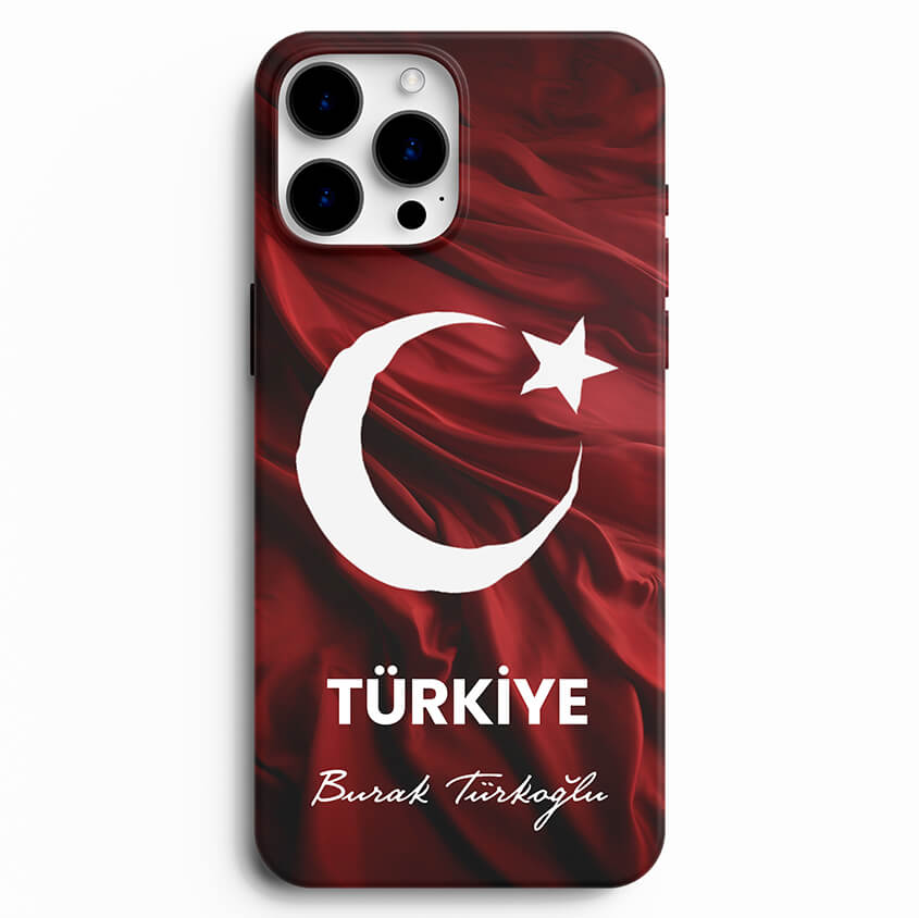 Bayrak Ve Türkiye Baskılı İsme Özel Telefon Kılıfı
