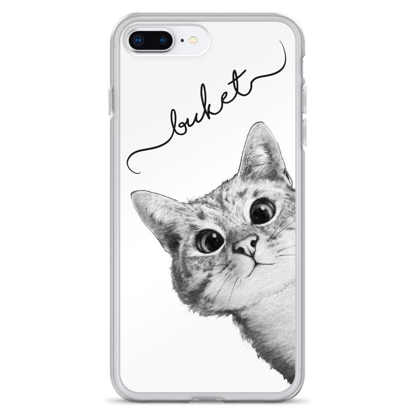 Kedi Tasarımlı İsme Özel Silikon Telefon Kılıfı