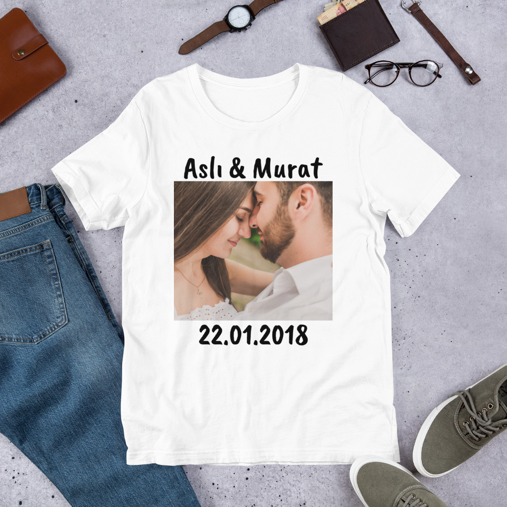 Kişiye Özel Resimli Tişört Baskı – Fotoğraf, İsim ve Tarih Baskılı Unisex Tasarım - Görsel 2