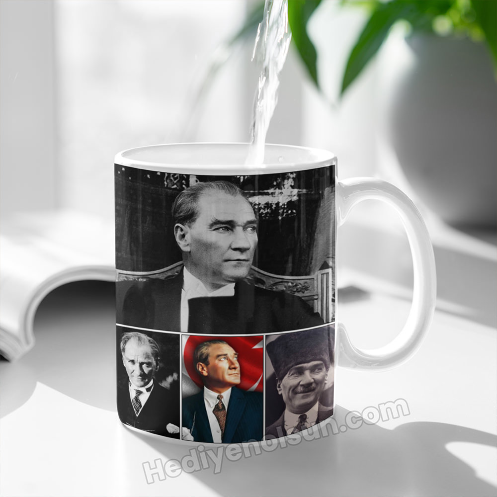 Mustafa Kemal Atatürk Baskılı Kolaj Bardak – Özel Tasarım Kupa - Görsel 2