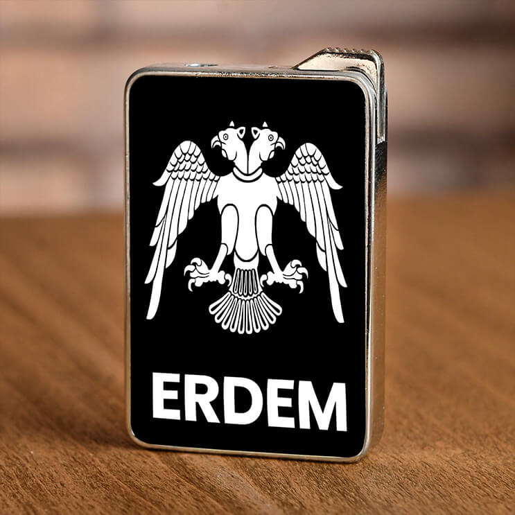 Selçuklu kartalı işlemeli isim yazılı çakmak