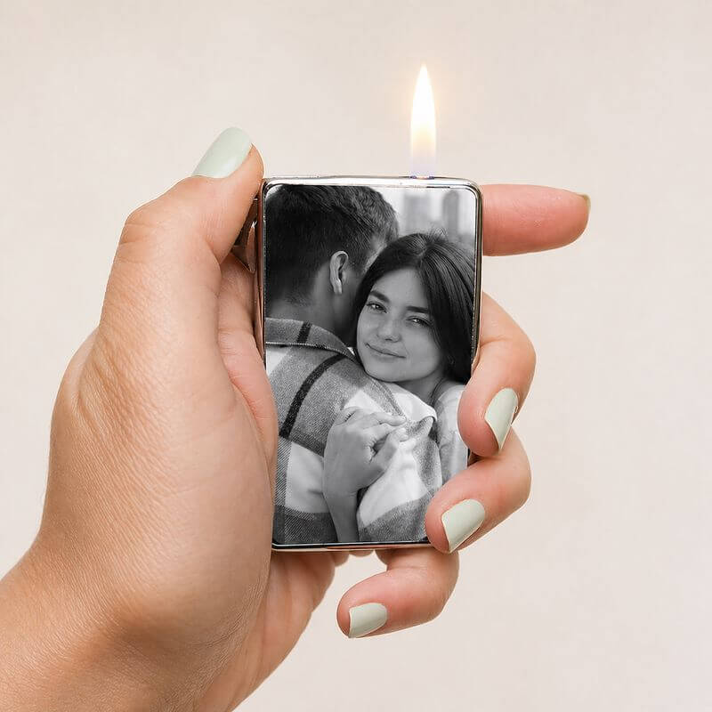 Çift Taraflı Resimli Kişiye Özel Çakmak Baskı – Fotoğraf Baskılı Metal Çakmak