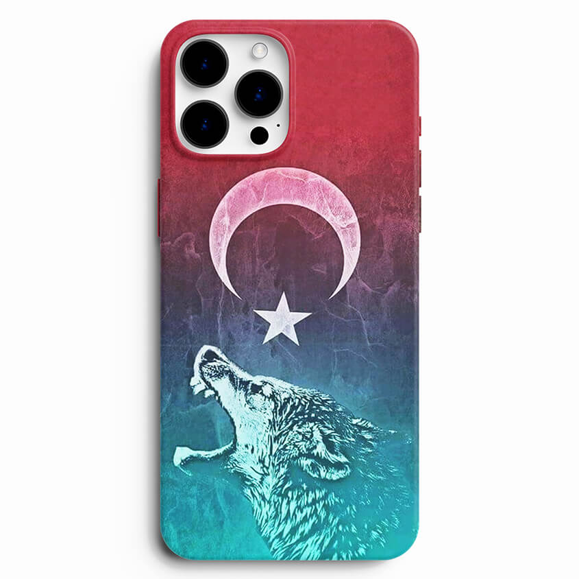 Kurt Baskılı Ay Yıldız Telefon Kabı