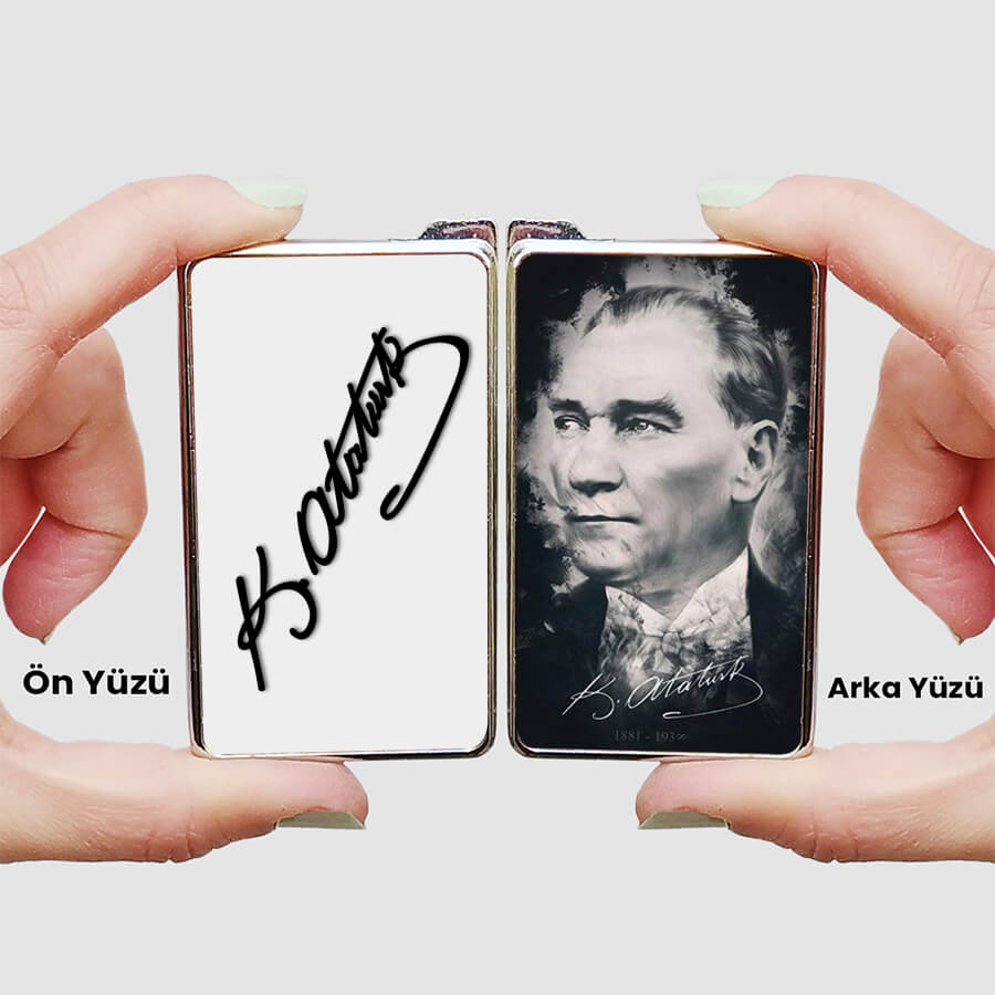 Atatürk imzalı ve resimli özel tasarım çakmak