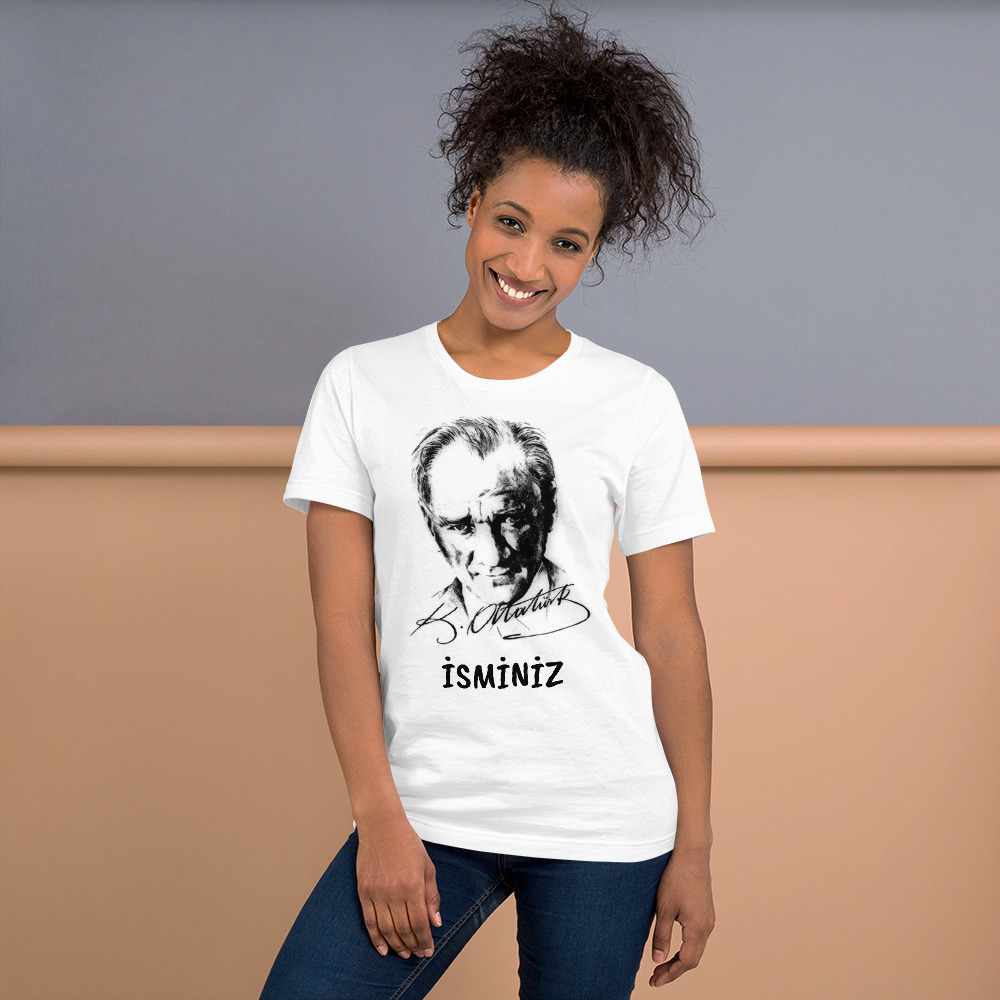 İsme özel Atatürk baskılı beyaz tişört