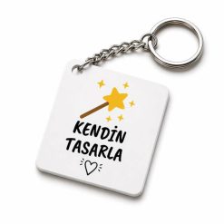 Kendin Tasarla Kare Anahtarlık kişiye özel anahtarlık