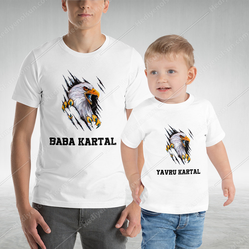 Baba Kartal Yavru Kartal Tişört Baskı