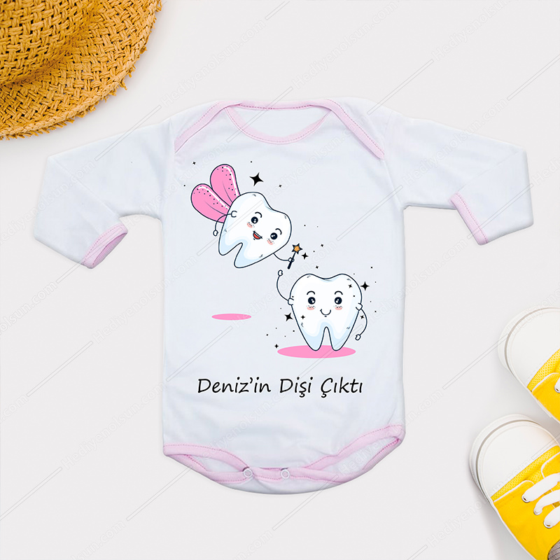 Diş Tasarımlı Pembe Zıbın
