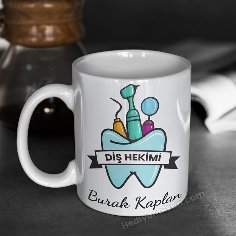 Kişiye Özel Diş Hekimi Tasarım Bardak - Mesleğe Özel İsimli Kupa