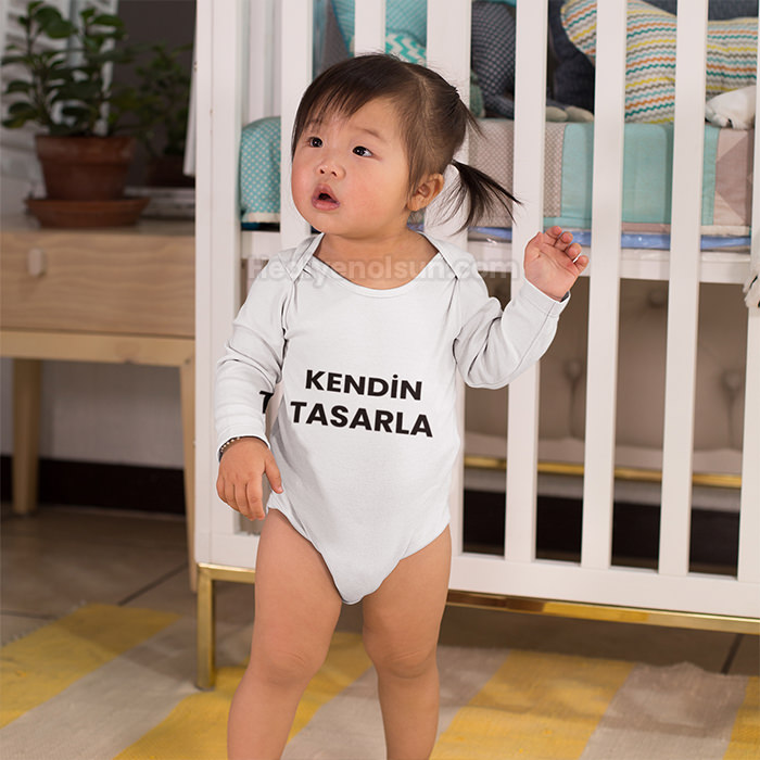 Beyaz Zıbın Tasarla – Kişiye Özel Bebek Body, Baskılı Uzun Kollu Bebek Zıbını, İsimli Fotoğraflı Bebek Hediyesi - Görsel 2
