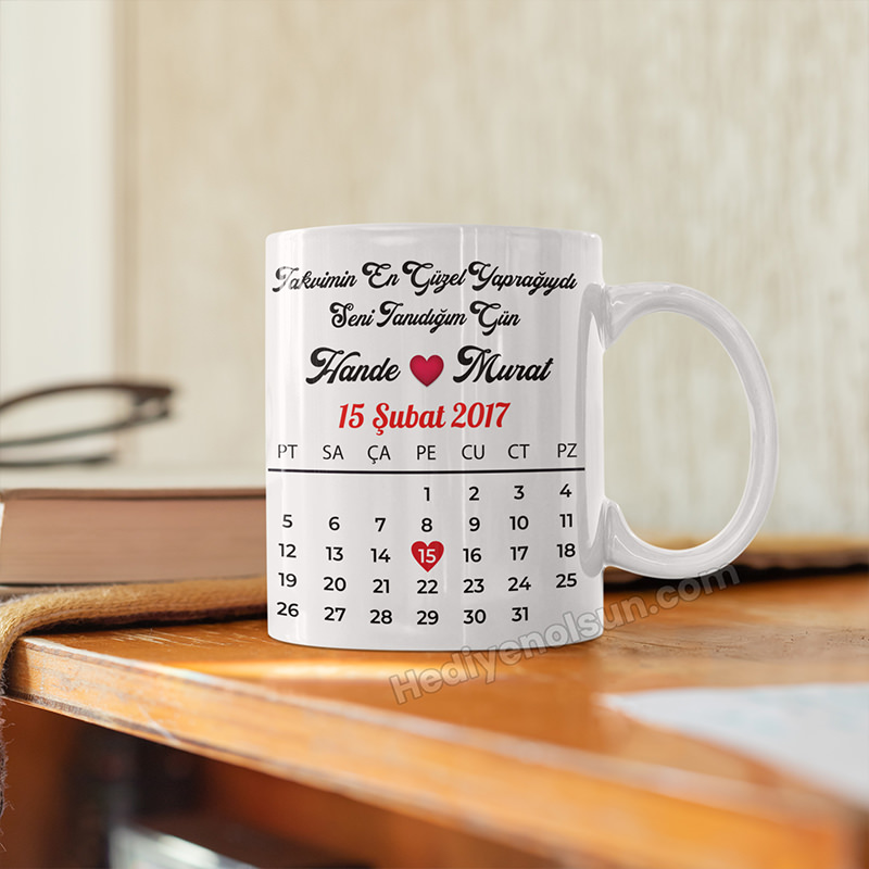 Takvim Tasarımlı Kupa Bardak - Görsel 2