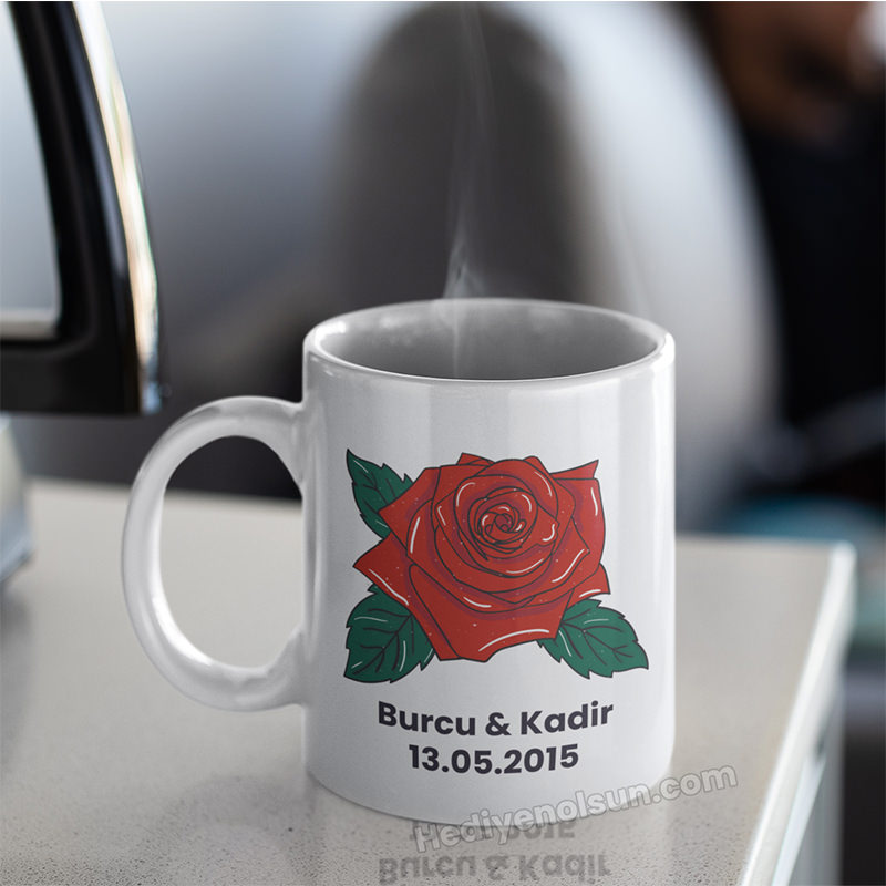 Kırmızı Gül Kupa Bardak - Görsel 2