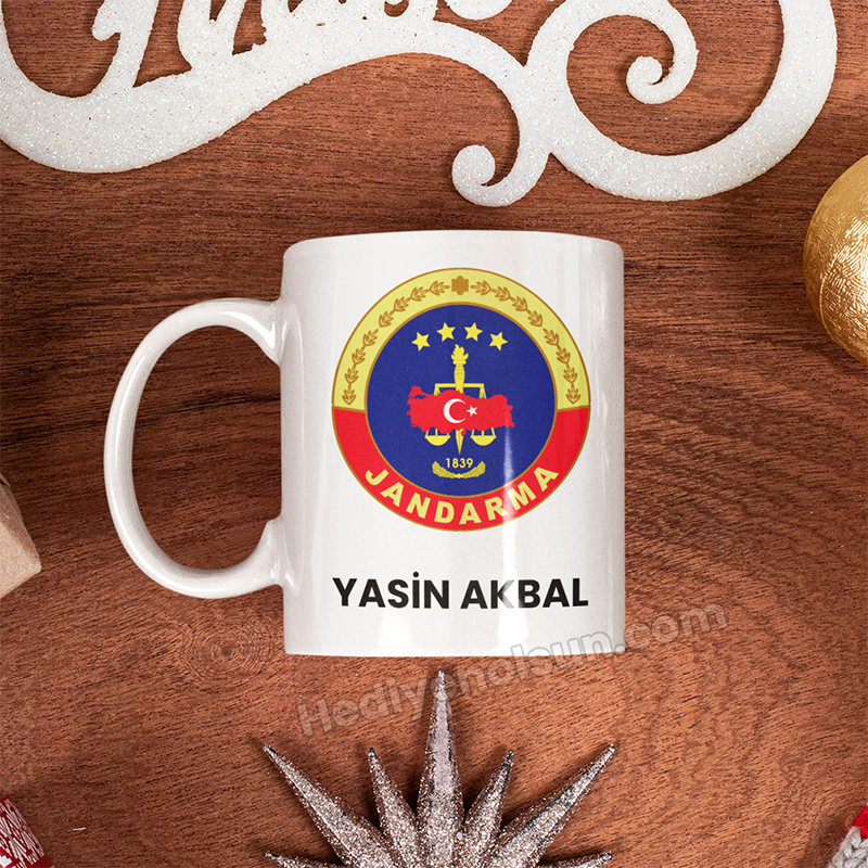 Yuvarlak Jandarma Logusu Kupa Bardak - Görsel 2