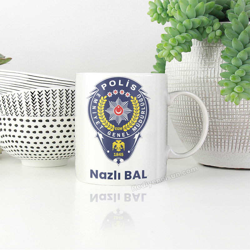 Kişiye Özel Polis Logolu Kupa Bardak - İsim Baskılı Polis Hediyesi - Görsel 2