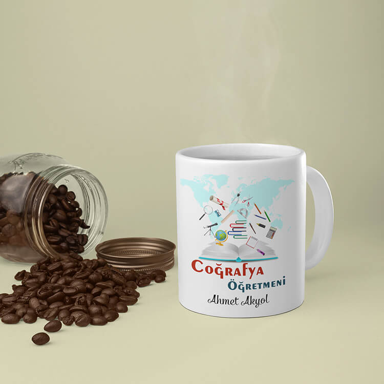 Coğrafya Öğretmeni Tasarımlı İsimli Kupa