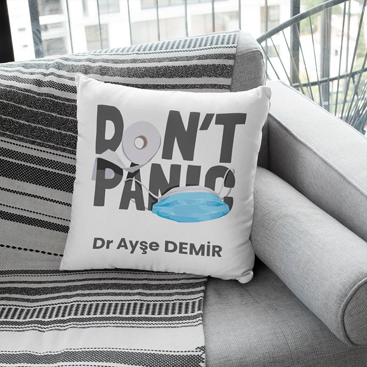 Don't Panic Tasarımlı Yastık