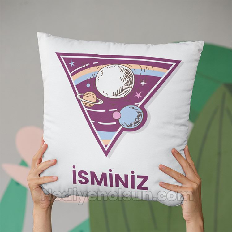 Gezegen Tasarımlı Yastık Baskı