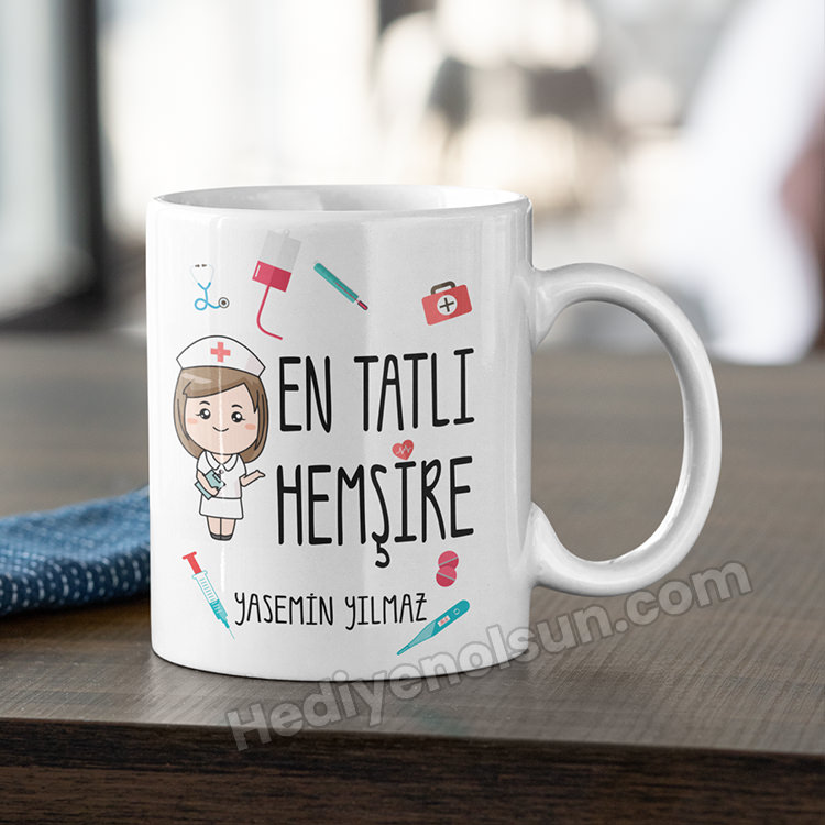 Hemşirelere Özel Hediye Kupa Bardak - İsme Özel Baskılı Kupa
