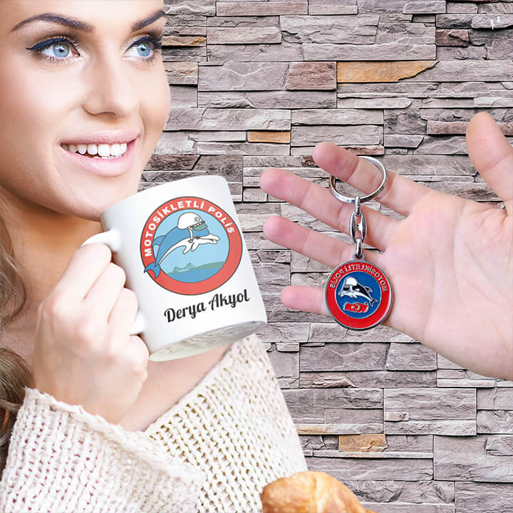 Motosikletli Polis Logosu Hediye Seti