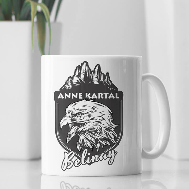 Yavru Kartal Baba Kartal Kupa Baskı - Görsel 2