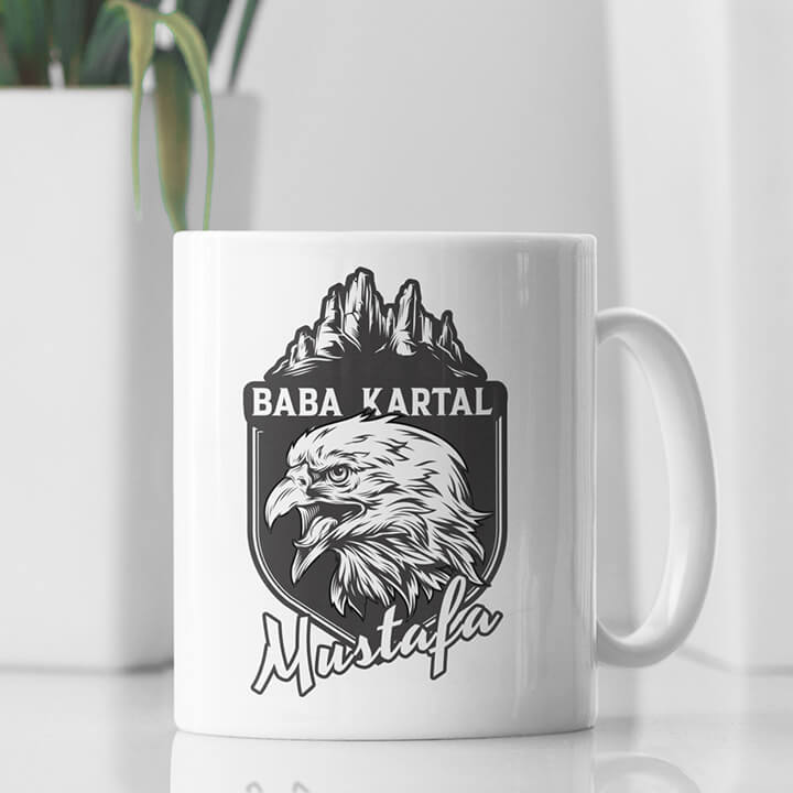 Yavru Kartal Baba Kartal Kupa Baskı - Görsel 4