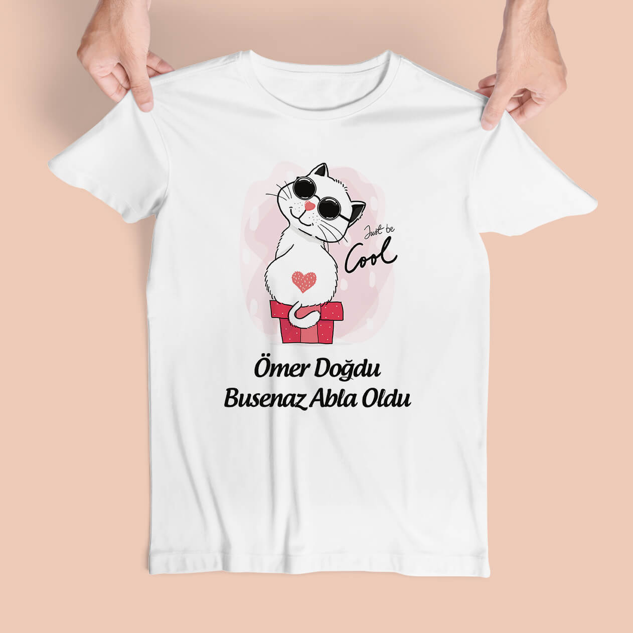 Cool Cat Tasarımlı Abla Oldu Tişört Baskı