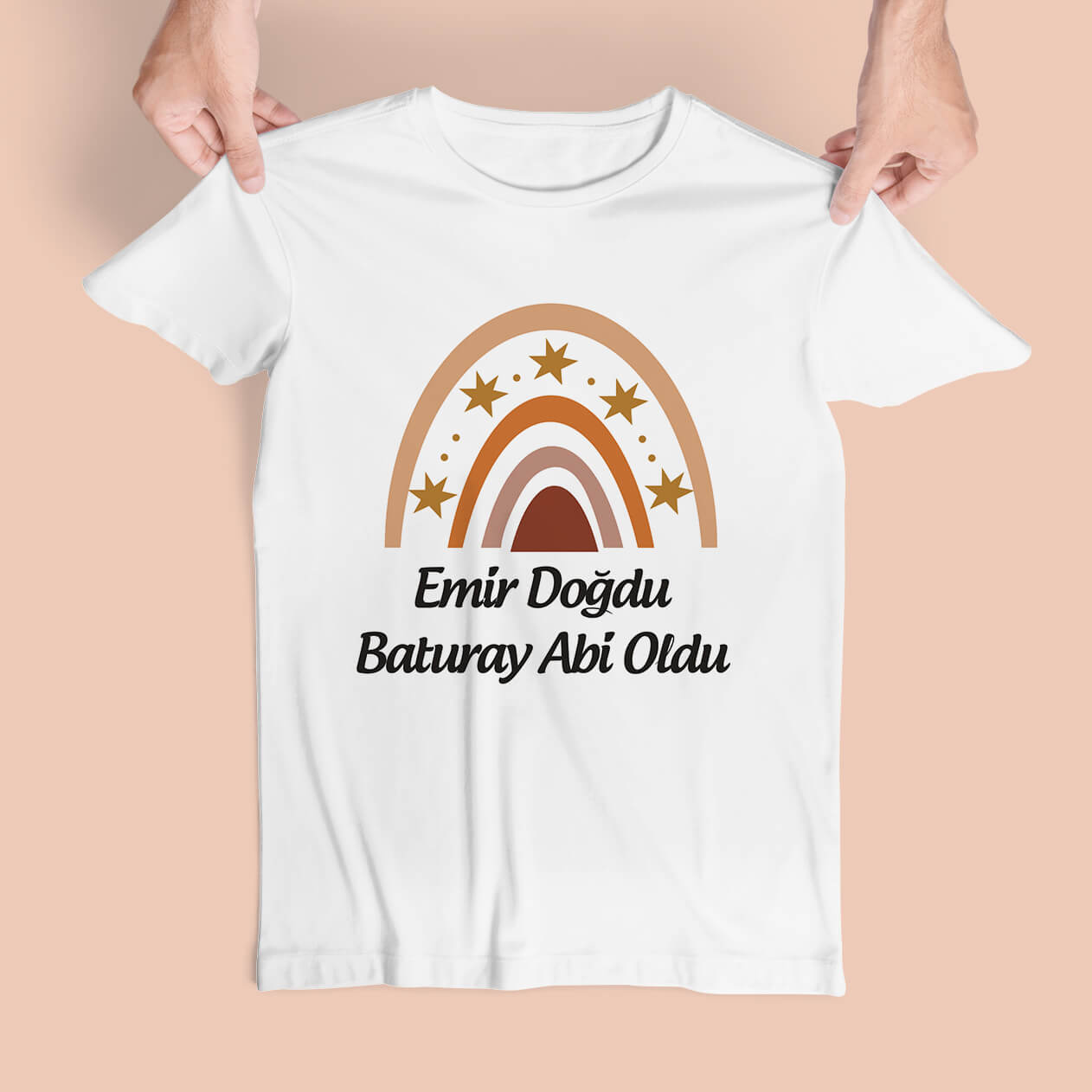 Gökkuşağı Tasarımlı Abi Oldu Abla Oldu Tişörtleri