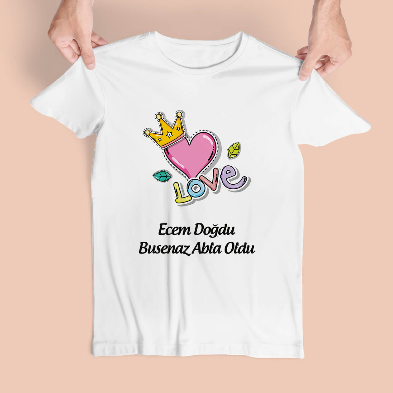 Love Tasarımlı Abla Oldu Tişört Baskı