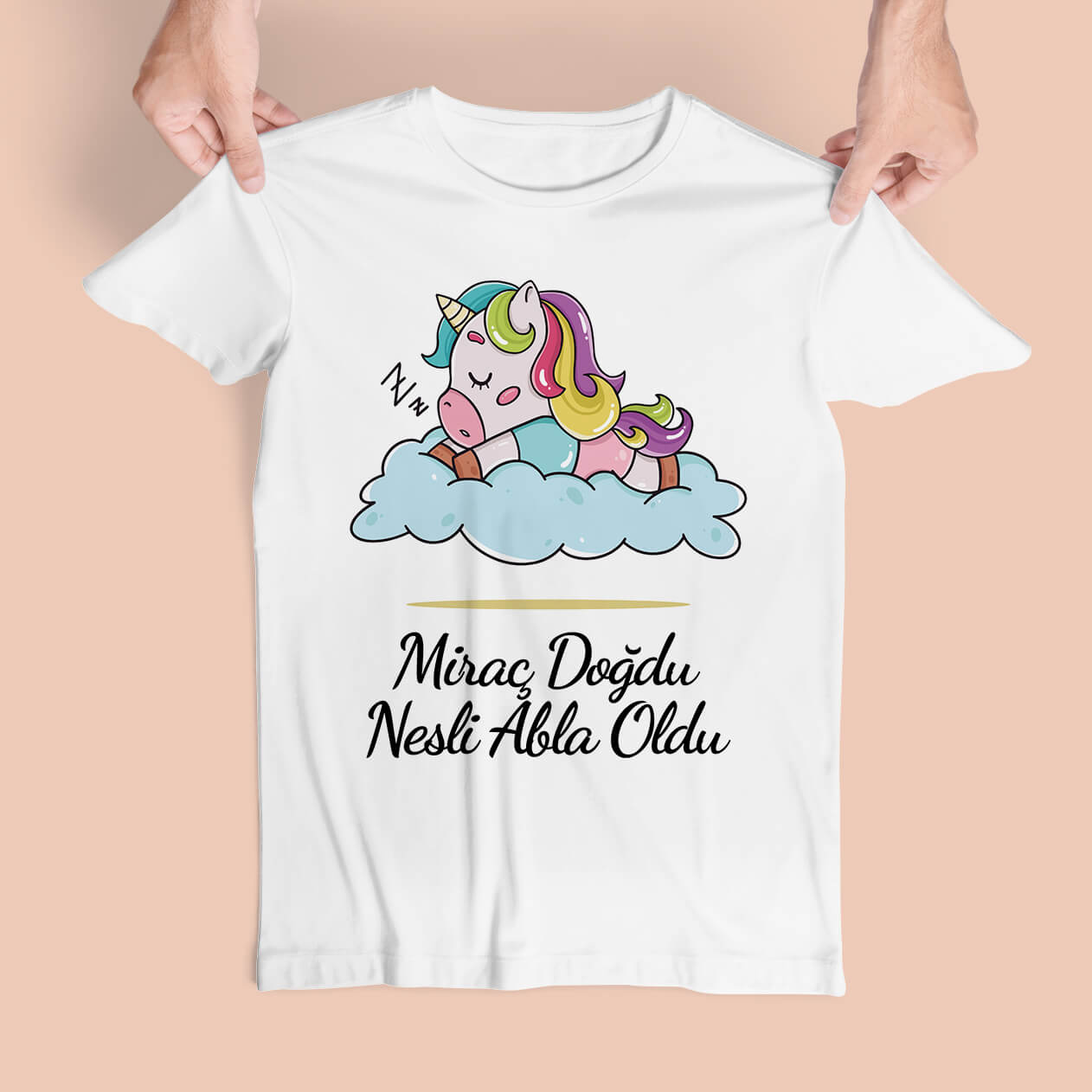 Unicorn Tasarımlı Abla Oldu Tişört