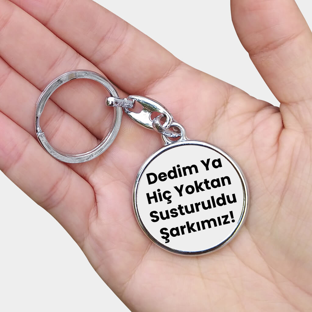 Ahmet Kaya Baskılı Yuvarlak Metal Anahtarlık - Görsel 2