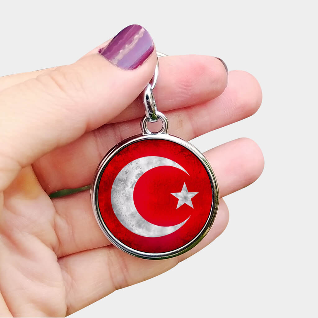 Ay Yıldız ve Kurt Tasarımlı Yuvarlak Anahtarlık - Görsel 2
