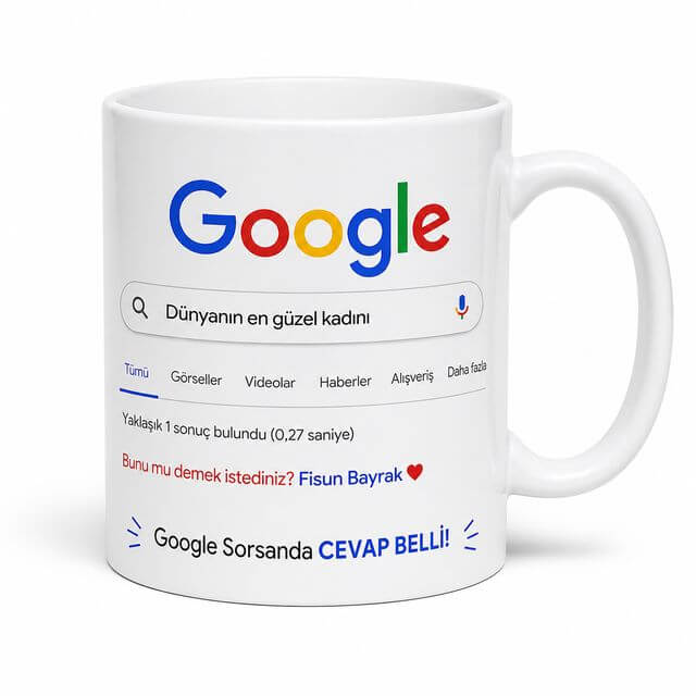 Kişiye Özel Google Temalı Kupa Bardak – İsimli Sevgiliye & Aileye Hediye