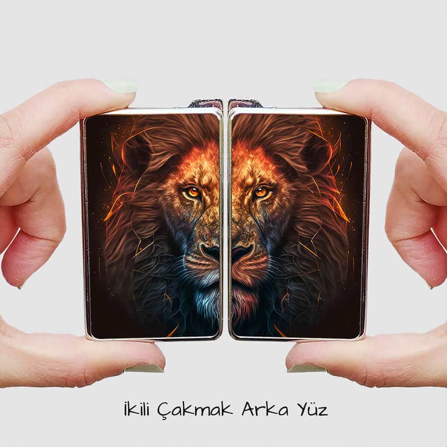 Aslan Tasarımlı Ve Fotoğraf Baskılı İkili Çakmak