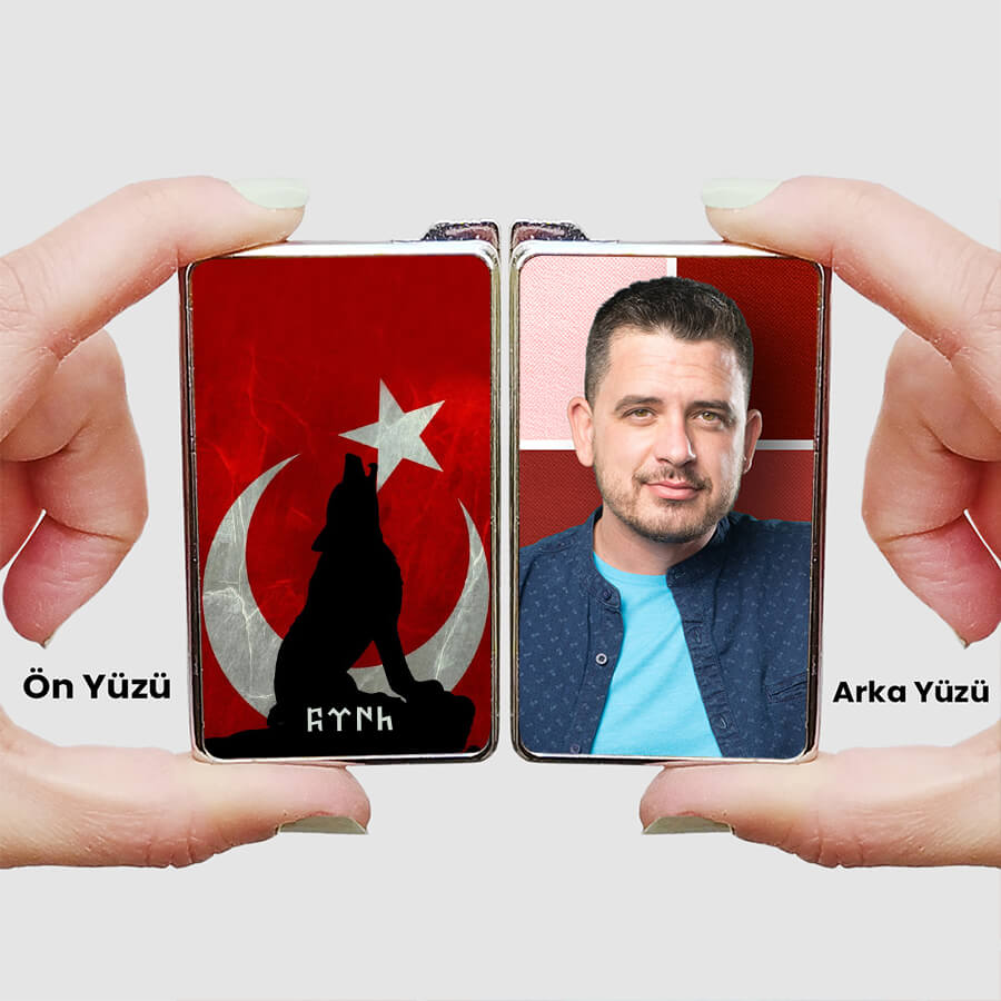 Ay Yıldız Ve Uluyan Kurt Baskılı Çift Taraflı Çakmak Baskı