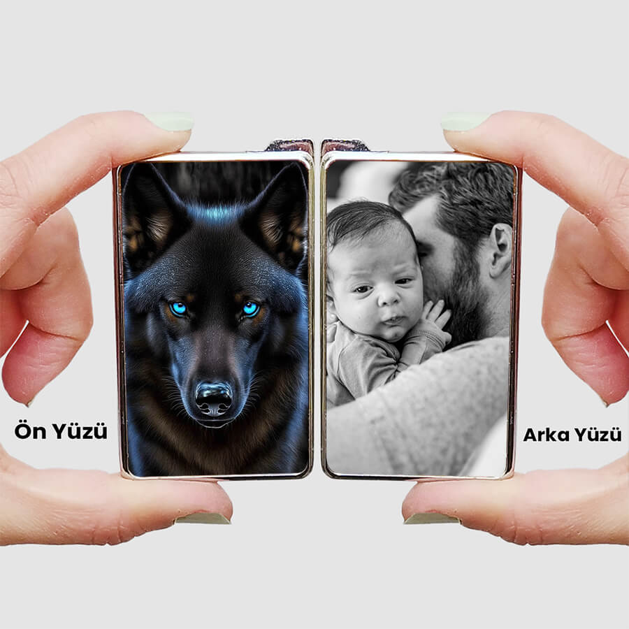 Babaya Hediye Kurt Baskılı ve Fotoğraflı Çakmak