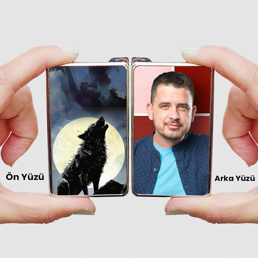 Dolunay ve Kurt Baskılı Kişiye Özel Çakmak