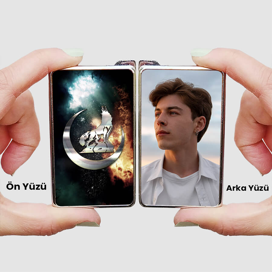 Erkeğe Hediye Ay Yıldız ve Resim Baskılı Çakmak