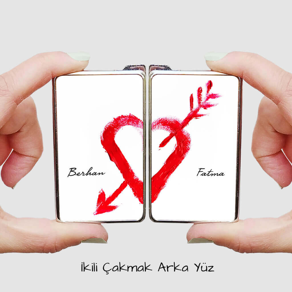 Kalp Tasarımlı ve Fotoğraflı İkili Çakmak