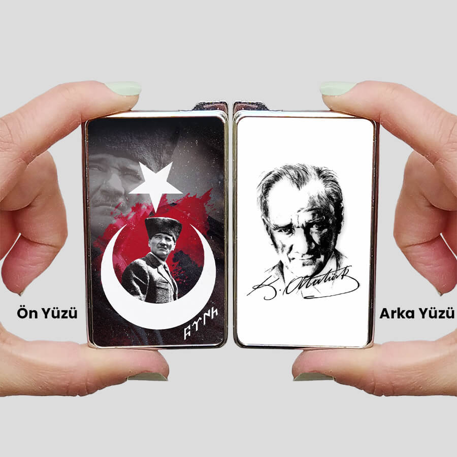 Kara Kalem Atatürk Portre Tasarımlı Çakmak