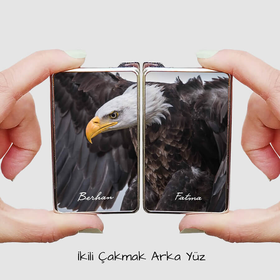 Kartal Fotoğrafı İle Tasarlanmış İkili Çakmak Baskı