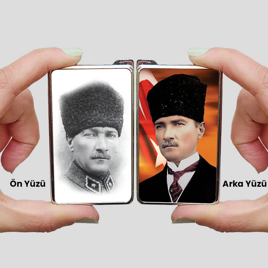 Kemal Atatürk Baskılı Çift Taraflı Hediyelik Çakmak