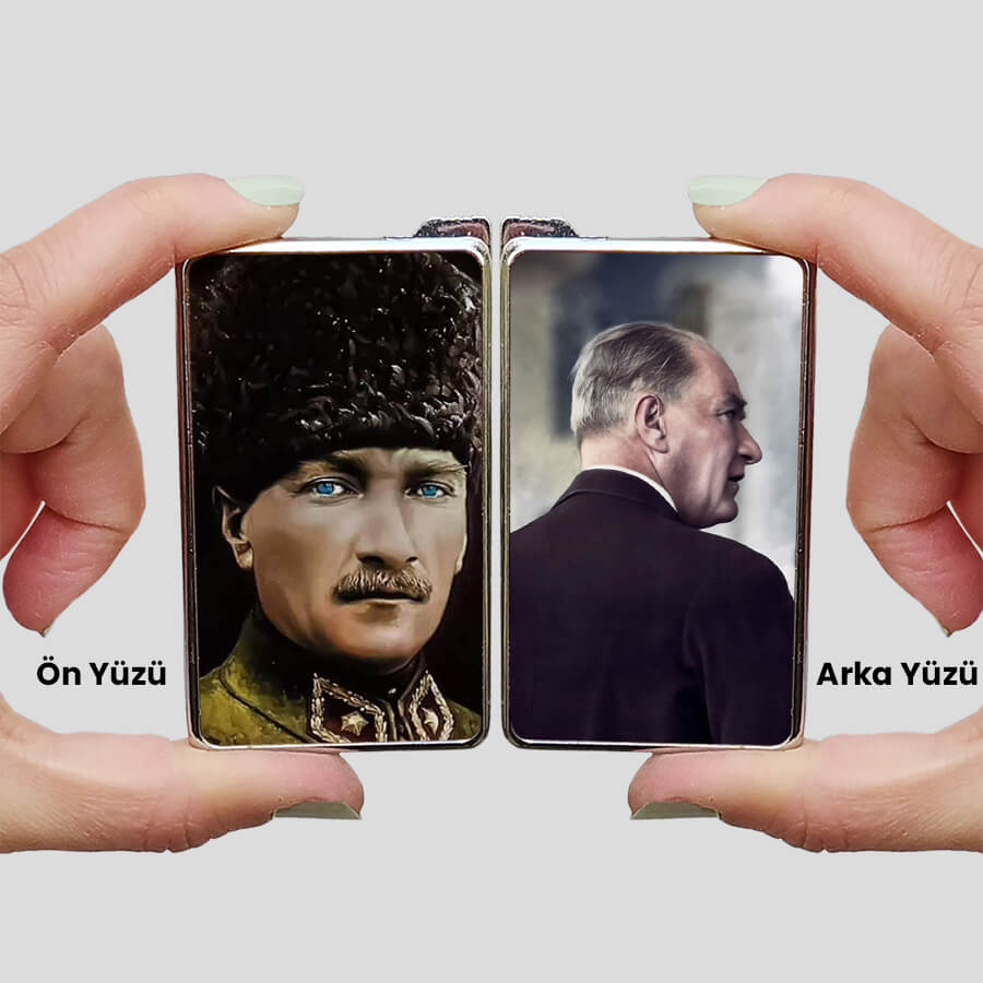 Mustafa Kemal Atatürk Baskılı Çift Taraflı Çakmak