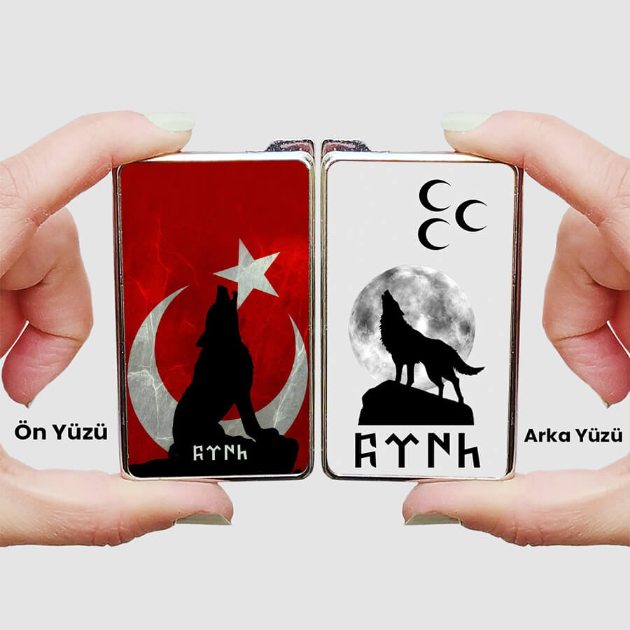 Özel Hediye Ülkücü Temalı Kurt Baskılı Çakmak