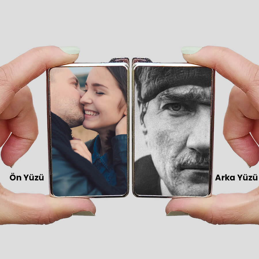 Sevgiliye Hediye Fotoğraflı ve Atatürk Baskılı Çakmak