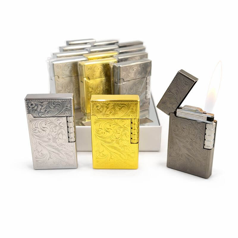 Desenli Lüks Metal Çakmak – Gold, Silver ve Füme Renk İşlemeli Şık Erkek Hediyesi