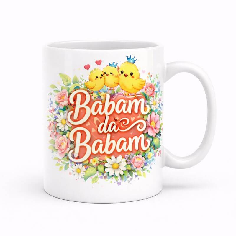 Babam da Babam Çocuk Kupası – Civcivli ve Çiçekli Sevimli Kupa Bardak