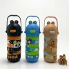 Panda ve Dinozor Figürlü Pipetli Çocuk Matarası - 500 ml Askılı Suluk