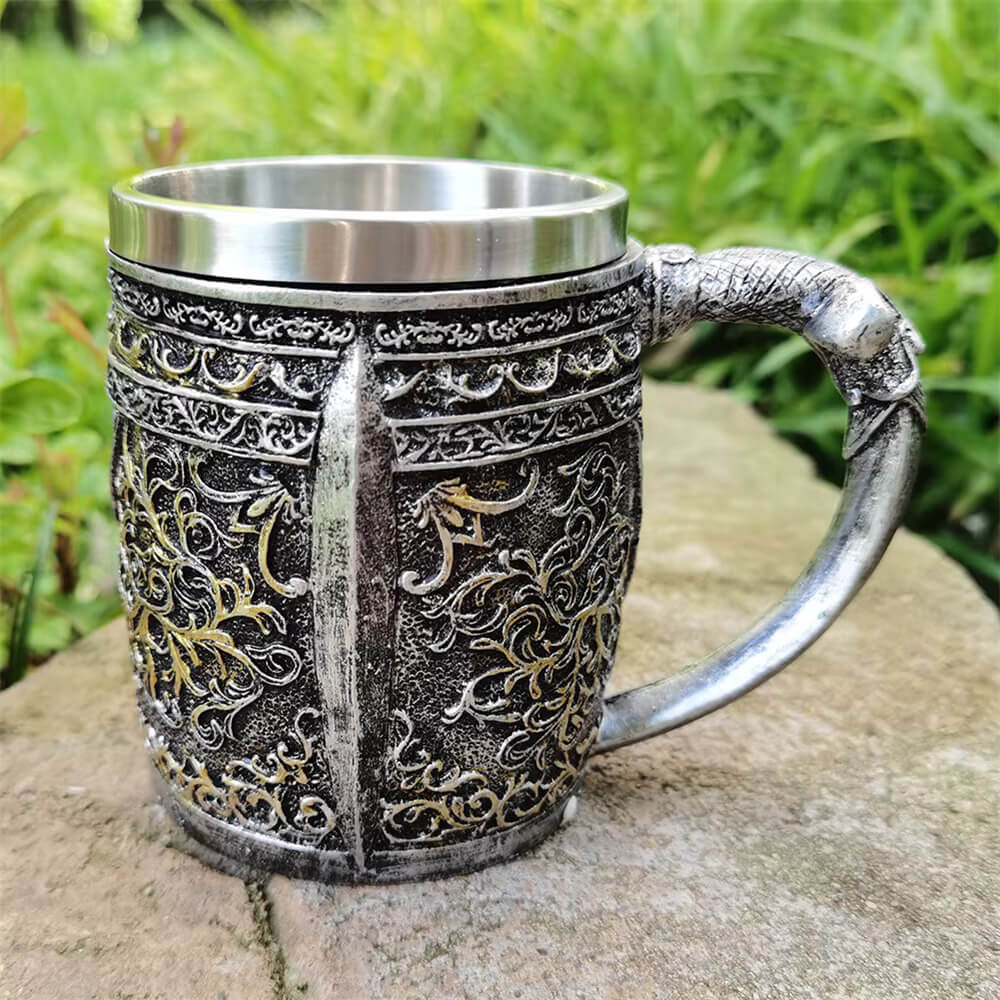 Kafatası ve Vintage Tasarımlı Kupa Bardak - Görsel 2