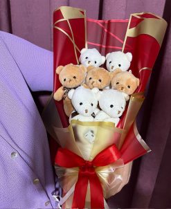 7 Adet Peluş Ayıcıklı Sevgiliye Buket